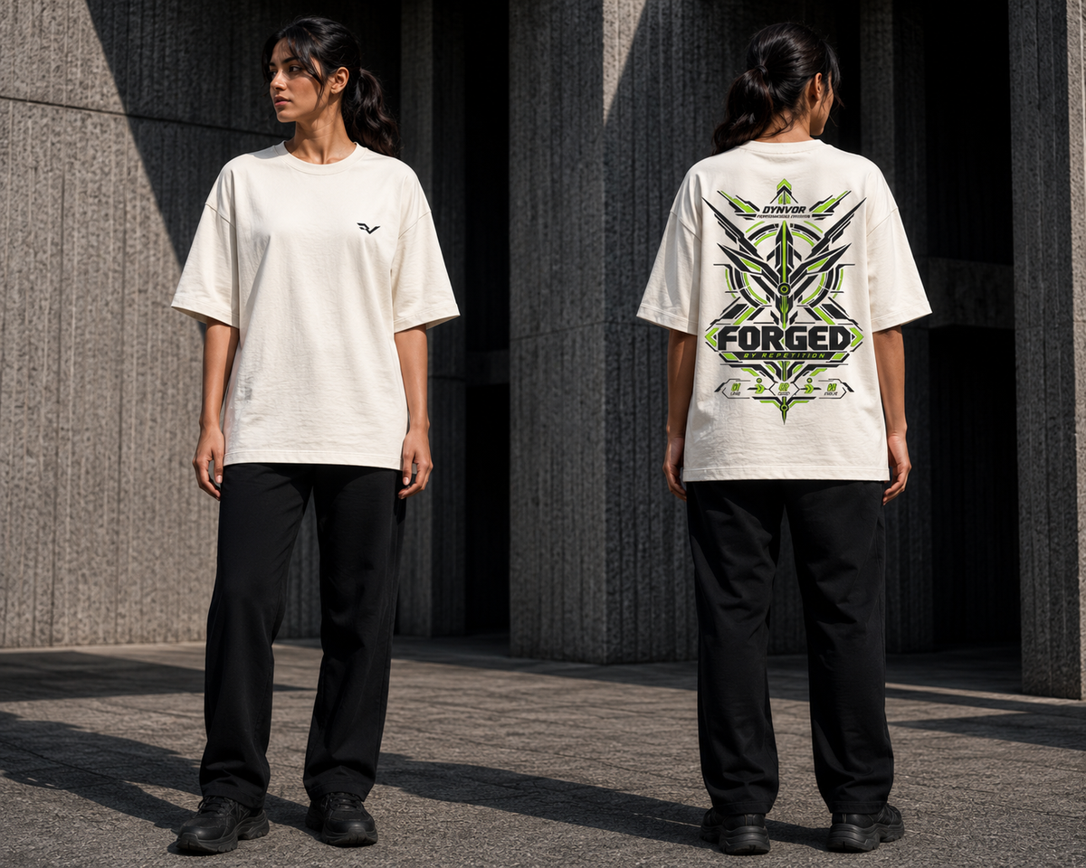 DYNVOR Forged By Repetition women's Off-White colour fit view