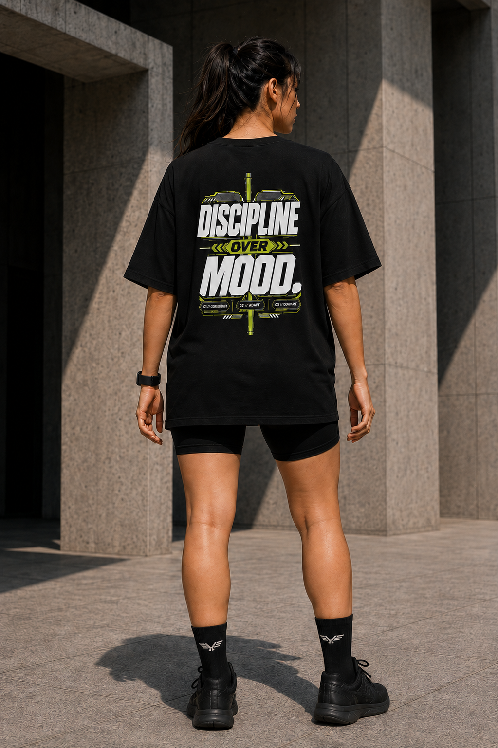 DYNVOR Discipline Over Mood men's back artwork view