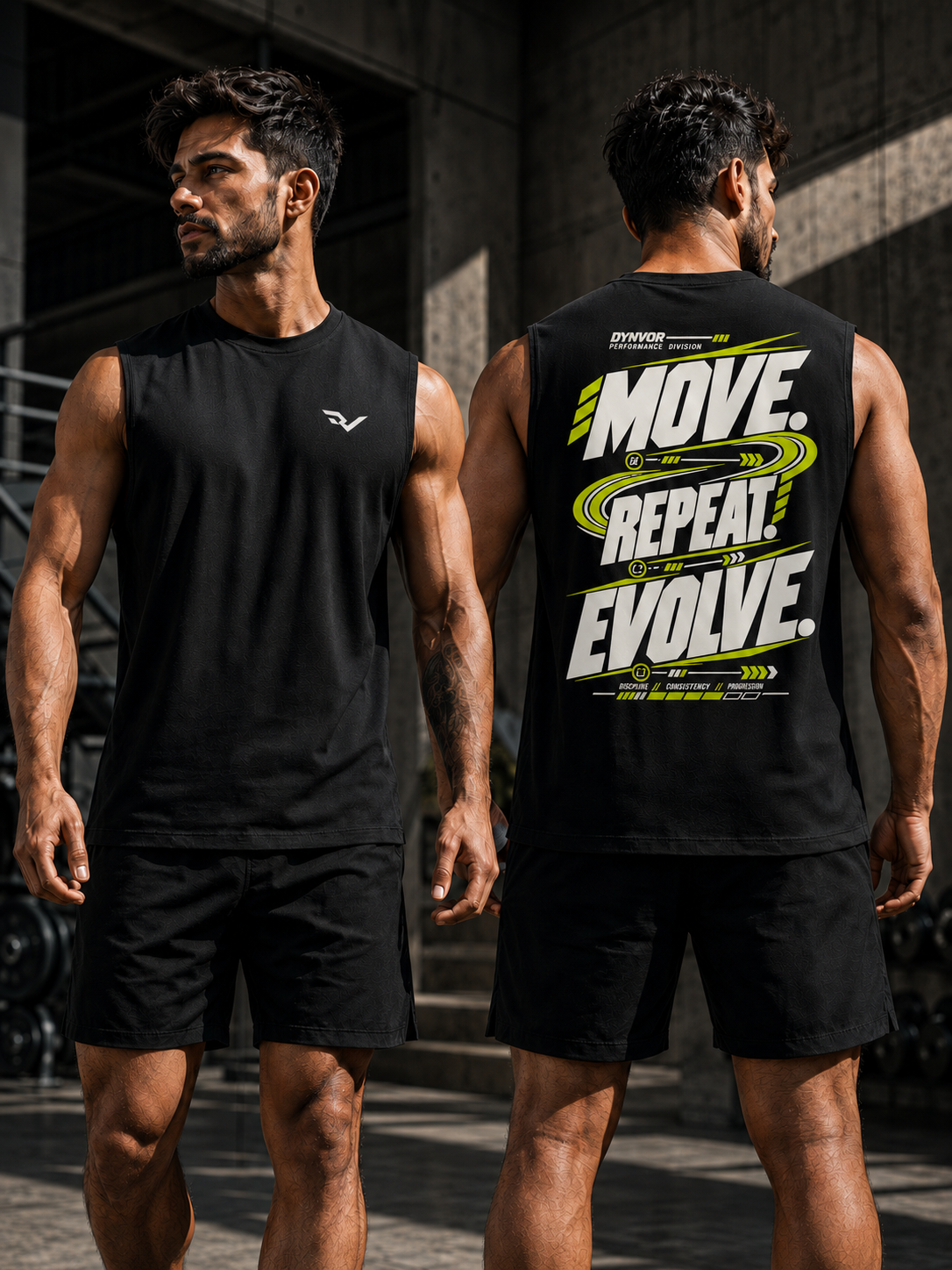 DYNVOR MOVE. REPEAT. EVOLVE front and back product view
