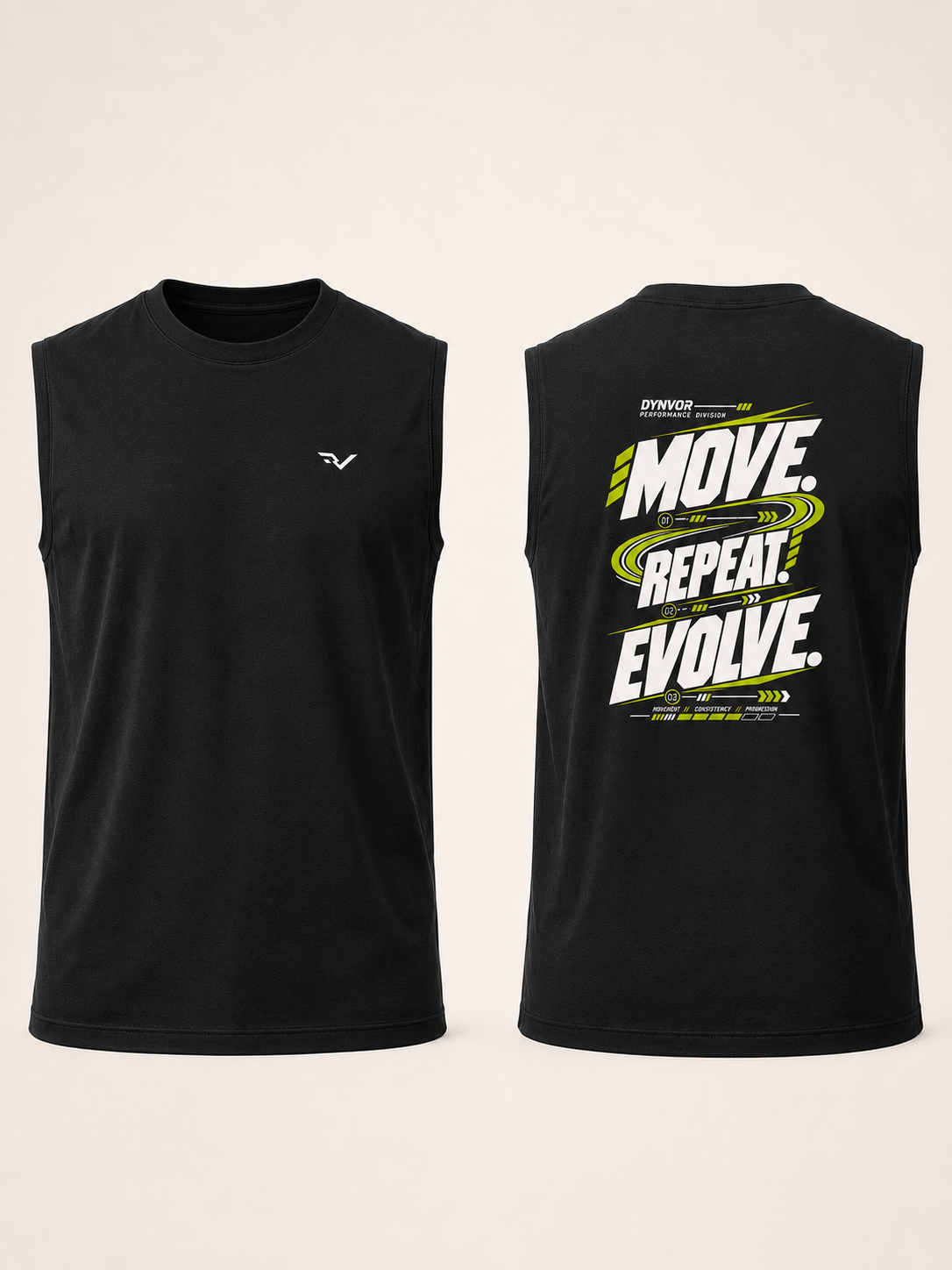 DYNVOR MOVE. REPEAT. EVOLVE front and back product view