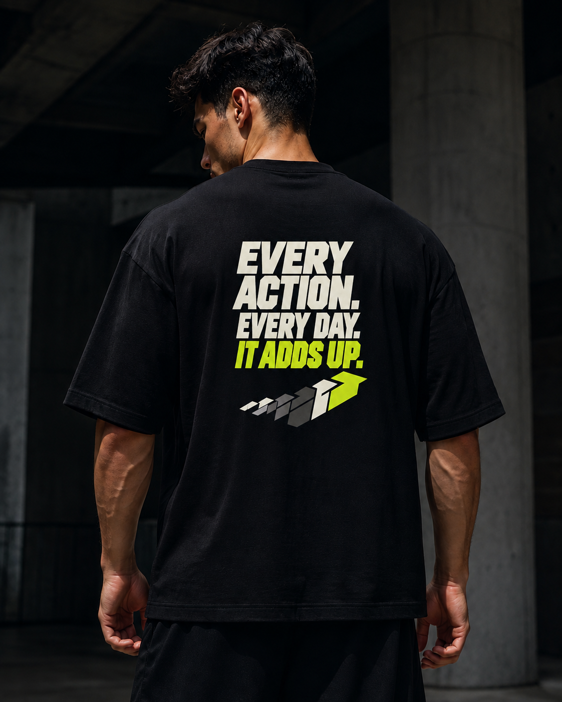DYNVOR Every Action. Every Day. IT Adds Up men's back artwork view