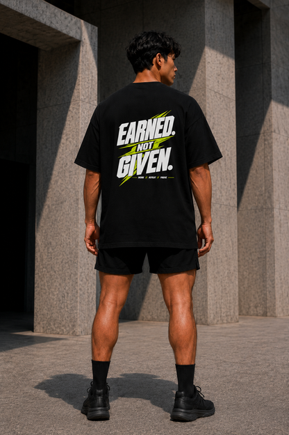 DYNVOR Earned Not Given men's back artwork view